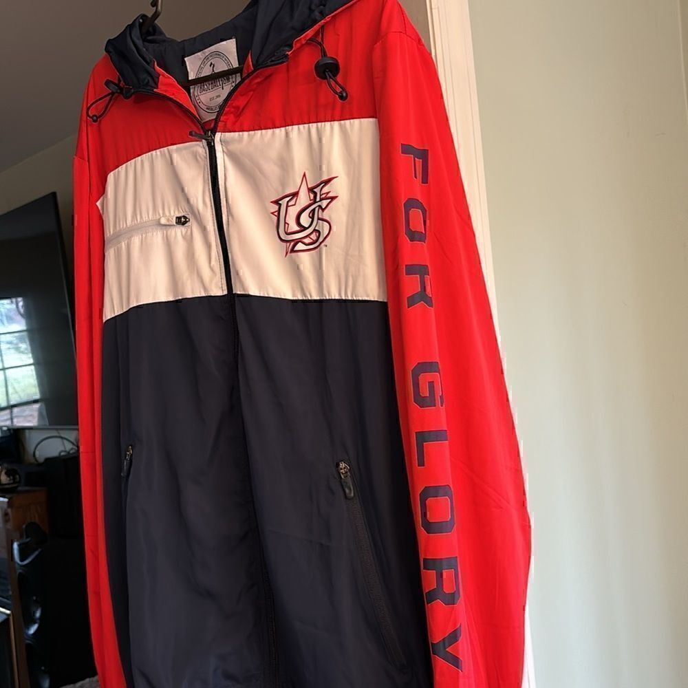 Baseballism USA Baseball Windbreaker L Red White Blue Game Day Tournament Coach - Picture 4 of 7